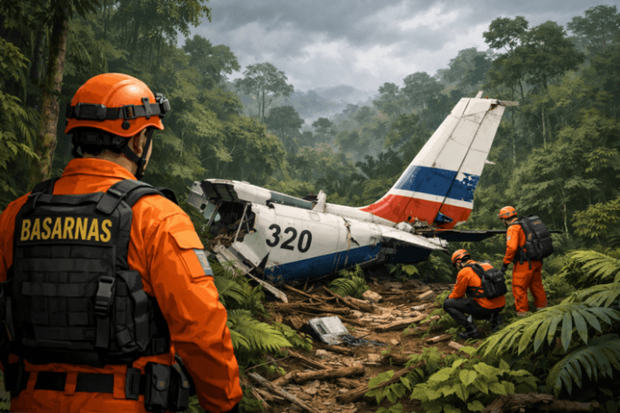 Basarnas Temukan Ekor Helikopter Jatuh di Kalbar, Evakuasi Korban Dilanjutkan Featured Image Tim Basarnas menemukan bagian ekor helikopter jatuh di hutan Kalimantan Barat