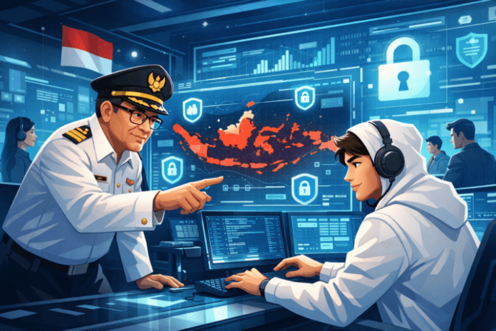 Kolaborasi pemerintah dan pakar keamanan siber di pusat komando digital modern di Indonesia