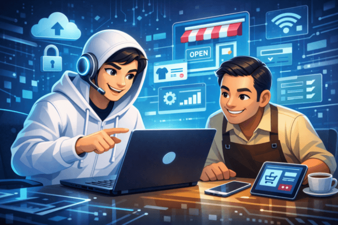 Pengembang IT membantu pemilik UMKM dalam proses digitalisasi dengan teknologi modern