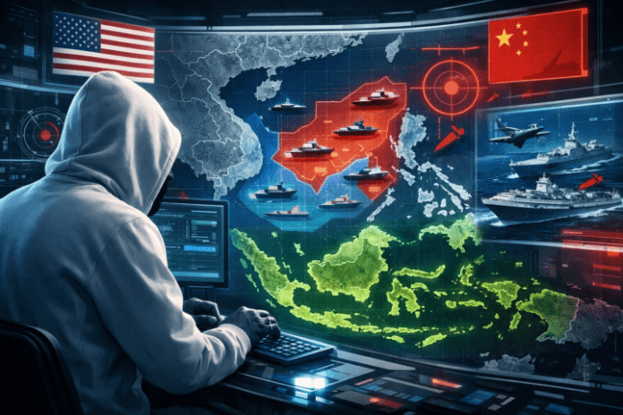 Peta wilayah maritim sengketa Laut China Selatan dengan posisi strategis Indonesia