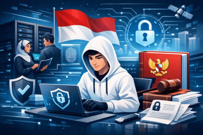 Ilustrasi perlindungan data digital dan tantangan UU PDP untuk perusahaan IT lokal di Indonesia