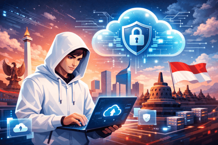 Ilustrasi keamanan cloud untuk mendukung transformasi digital di Indonesia